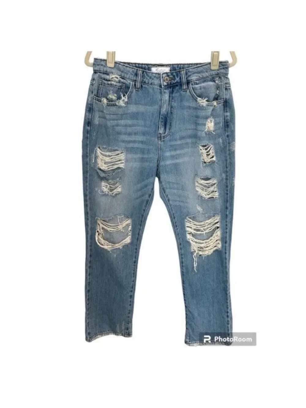 Kancan Signature Ultra High Rise 90s Cropped Straight Jeans Blue Size 28